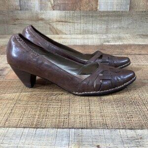Nordstrom Boutique Bryce Brown Leather Heel Shoes Womens 7.5‎ Slip On